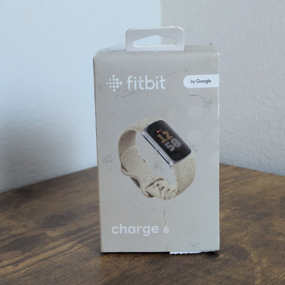 Fitbit Charge 6 Fitness Tracker Porcelain White Silver GPS Heart Rate Open Box